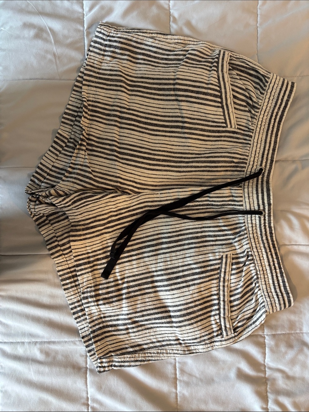 GAP Black & White Striped Elastic Waist Shorts